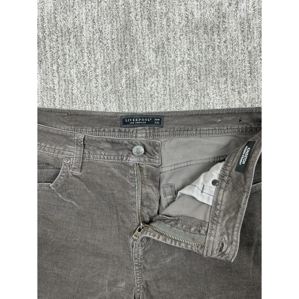 Liverpool Kingston Modern Straight Corduroy Pants Men 36x32 Brown Stretch Chino